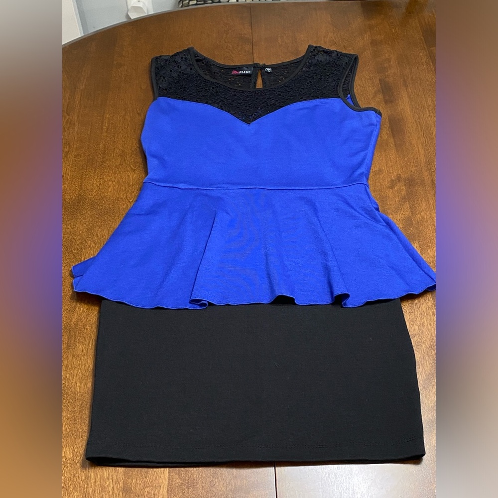 Black and Blue Lace Dress, Ultra Flirt, Size Large